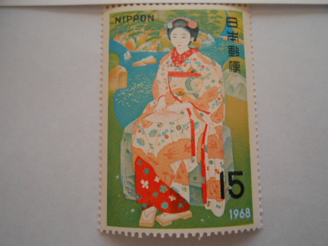 趣味週間 舞妓林泉 1968 未使用15円切手拍卖