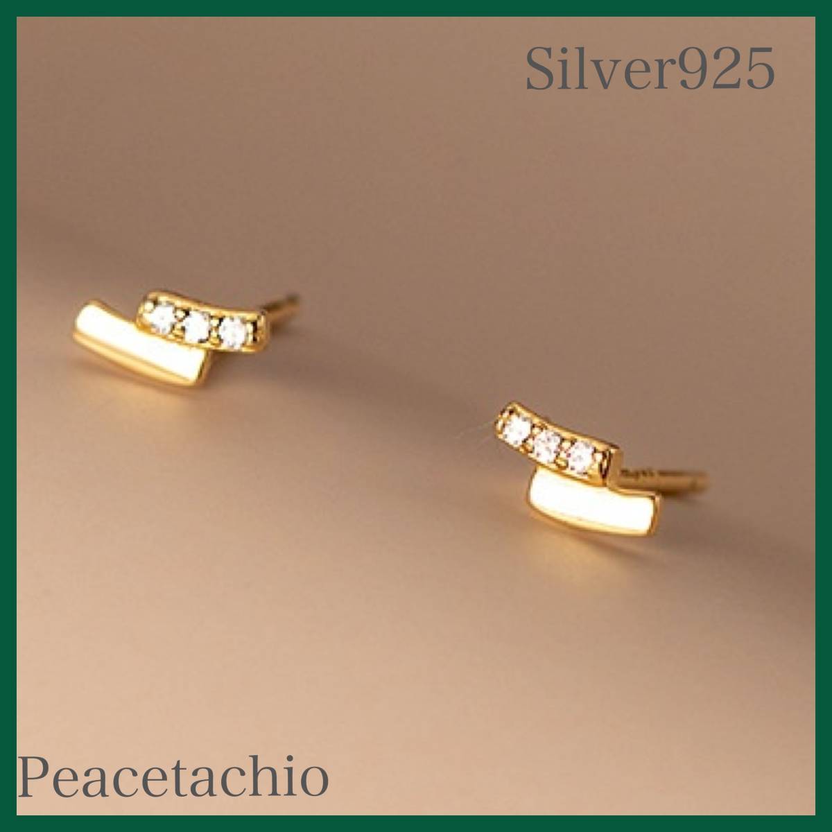 ピアス シルバー Silver925 ゴールド 18Kコーティング CZダイヤ スマイル プレゼント プチギフト 贈り物 収納ケース付拍卖