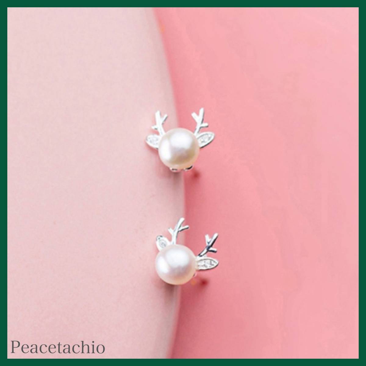 【即日発送】ピアス Silver925 シルバー パール トナカイ クリスマス アレルギー対応 プレゼント ギフト ケース付き拍卖