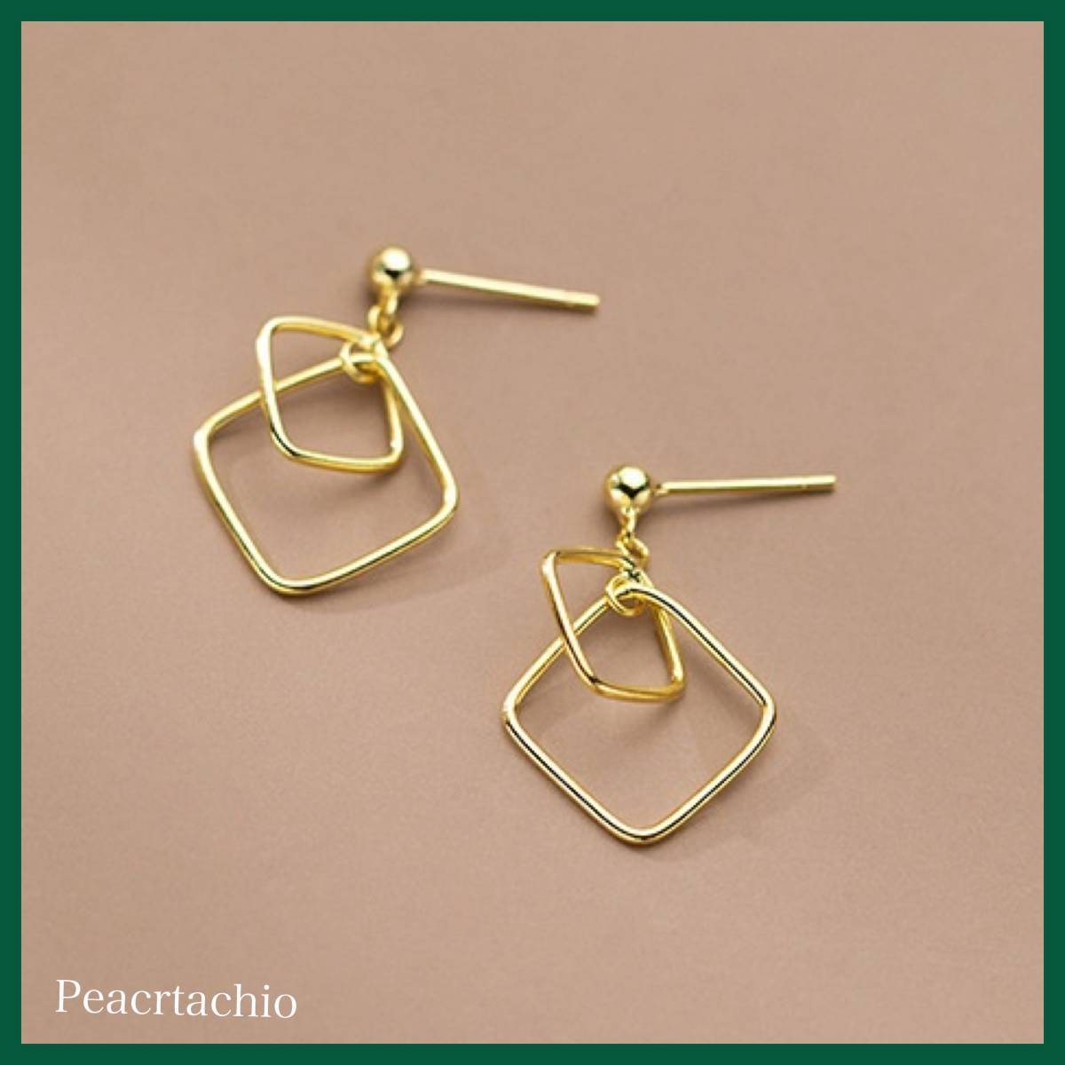 ピアス Silver925 シルバー ゴールド 18Kコーティング スクエア 揺れる アレルギー対応 プレゼント ギフト ケース付き拍卖