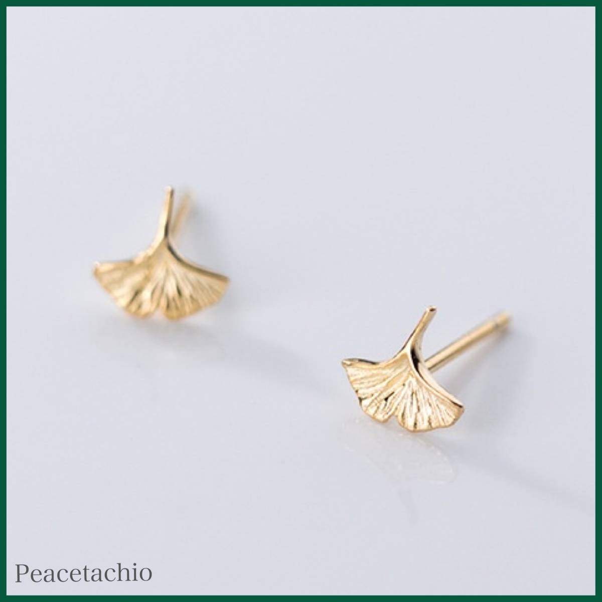 ピアス Silver925 シルバー ゴールド 18Kコーティング イチョウ 銀杏 秋 アレルギー対応 プチギフト 贈り物 収納ケース付拍卖