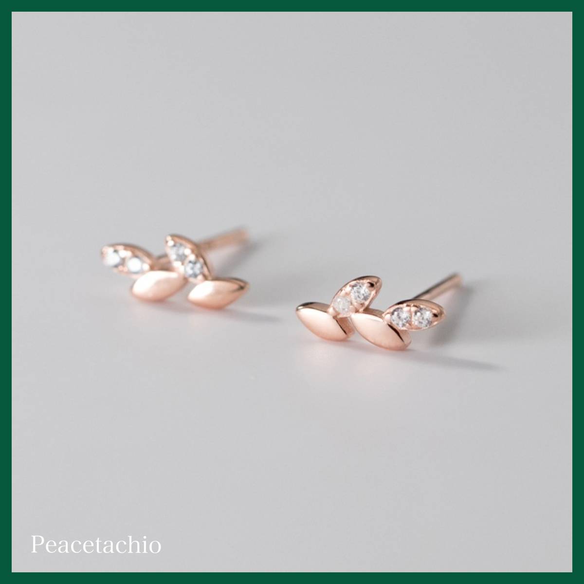 ピアス シルバー Silver925 ピンクゴールド アレルギー対応 CZダイヤ リーフ 葉っぱ プレゼント ギフト ケース付き拍卖