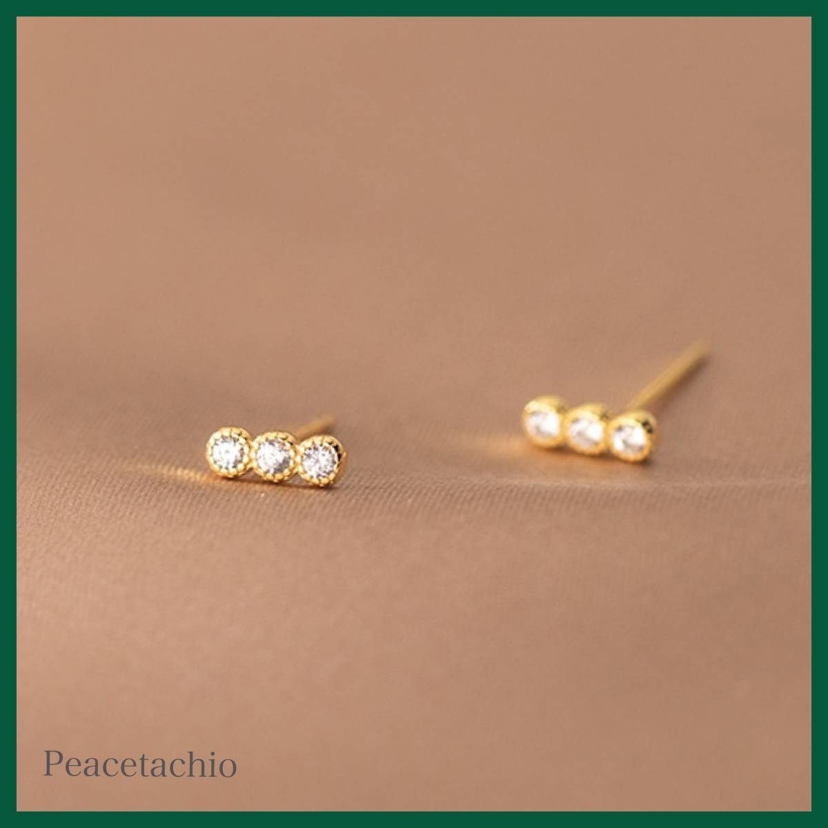 ピアス Silver925 シルバー ゴールド 18Kコーティング シンプル 3連 CZダイヤ アレルギー対応 プレゼント ギフト ケース付き拍卖