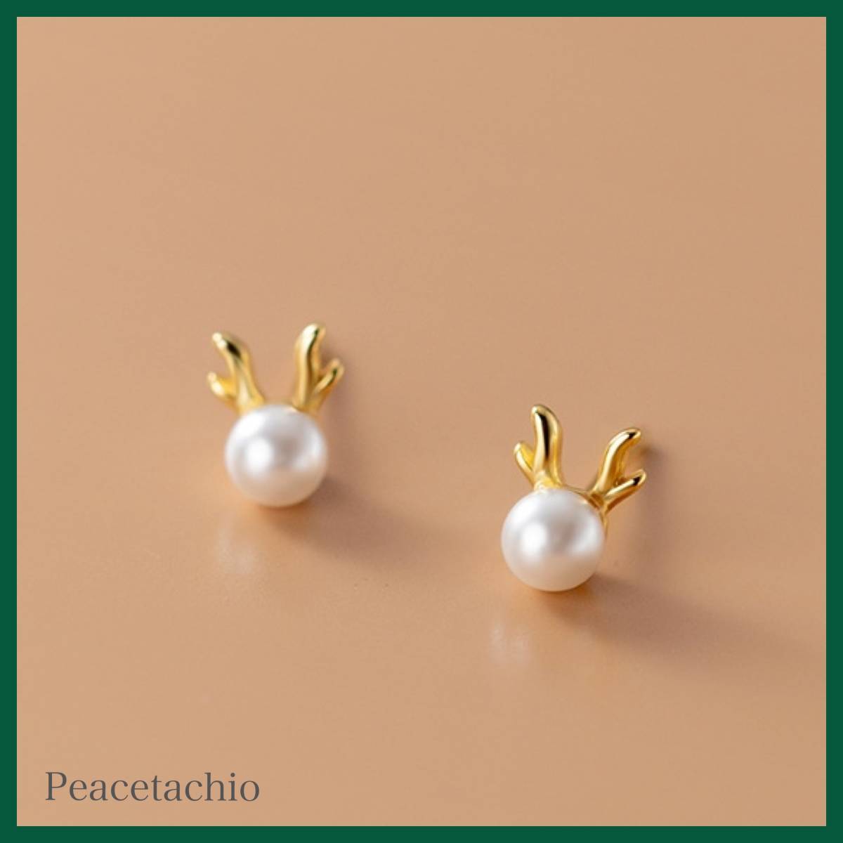 【即日発送】ピアス Silver925 シルバー ゴールド 18K パール トナカイ クリスマス アレルギー対応 プレゼント ギフト ケース付拍卖