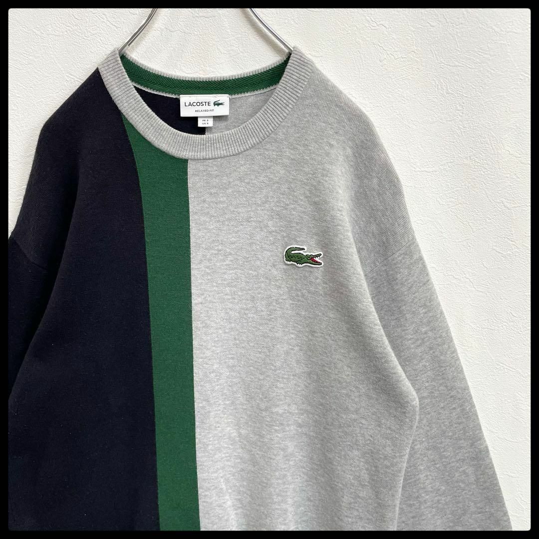ラコステ LACOSTE アシンメトリー ワニロゴ 長袖 スウェットトレーナー メンズ US S=Mサイズ相当拍卖