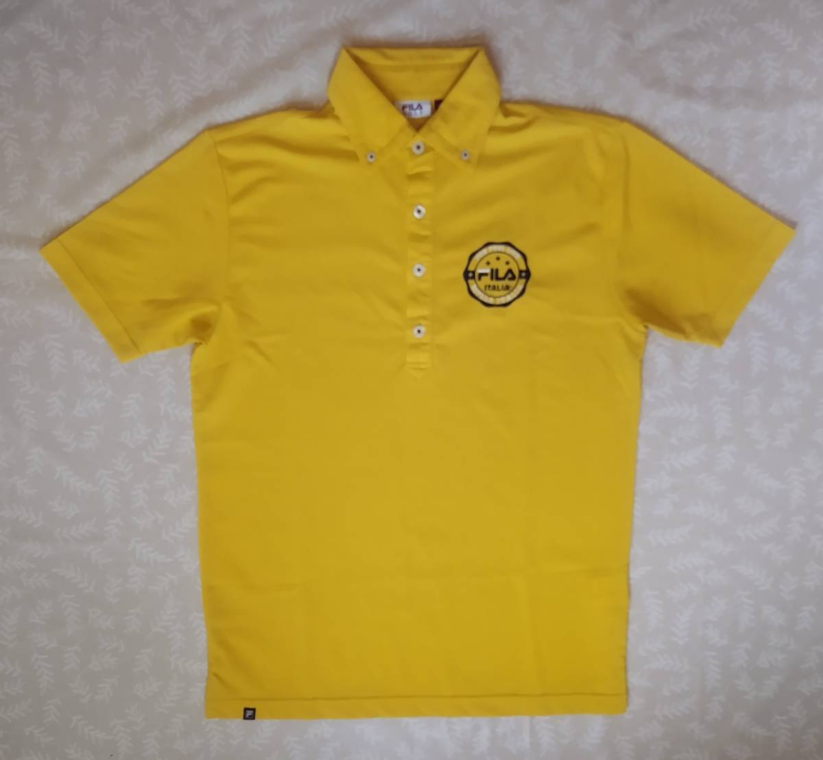 美品! フィラゴルフ FIRA GOLF 半袖シャツ サイズM ボタンダウン イエロー 柔らかい 細かいメッシュ風 ドライ速乾薄手生地拍卖