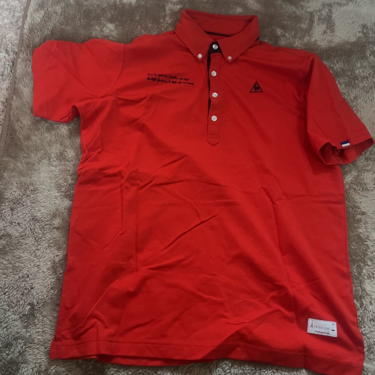 超お値打ち出品 大き目サイズ Lecoq Sportif Men's ストレッチ鹿子BDゴルフポロシャツ 3Lサイズ レッド usedほぼ新品拍卖