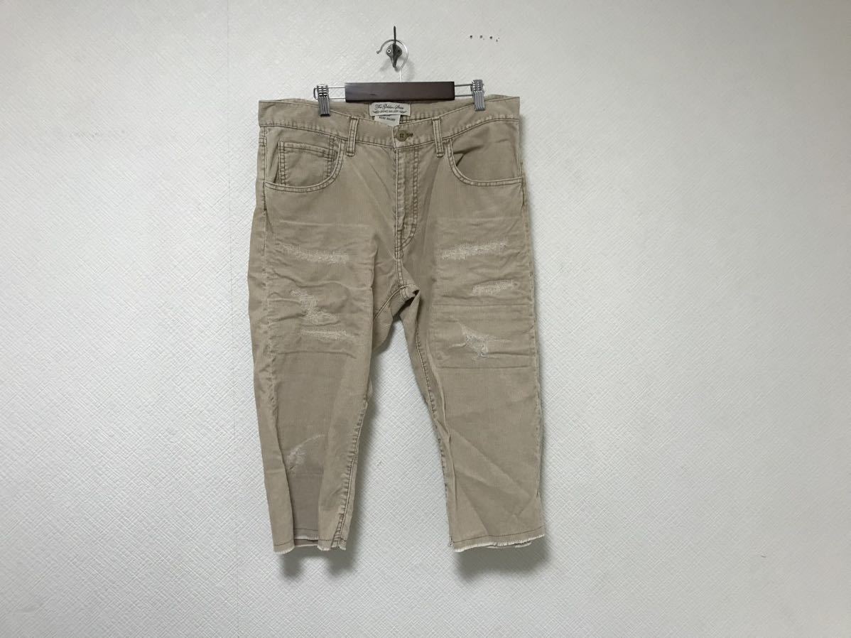 本物レミレリーフREMIRELIEFコットンコーデュロイダメージ7分丈チノワークパンツミリタリービジネススーツメンズベージュXL日本製36拍卖