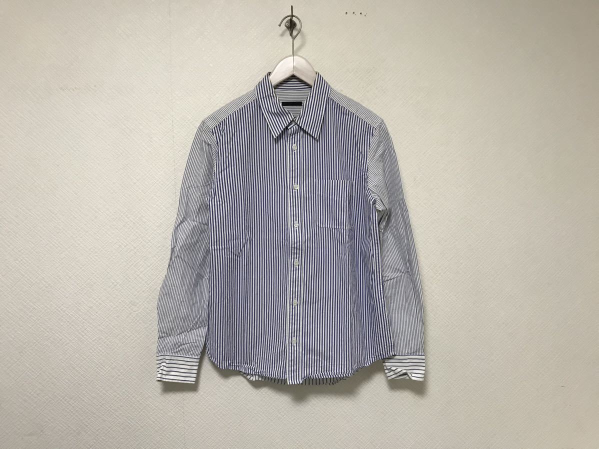 本物アーバンリサーチロッソURBANRESEARCHコットンストライプ柄長袖シャツメンズサーフビジネススーツ白ホワイト青ブルーM日本製拍卖