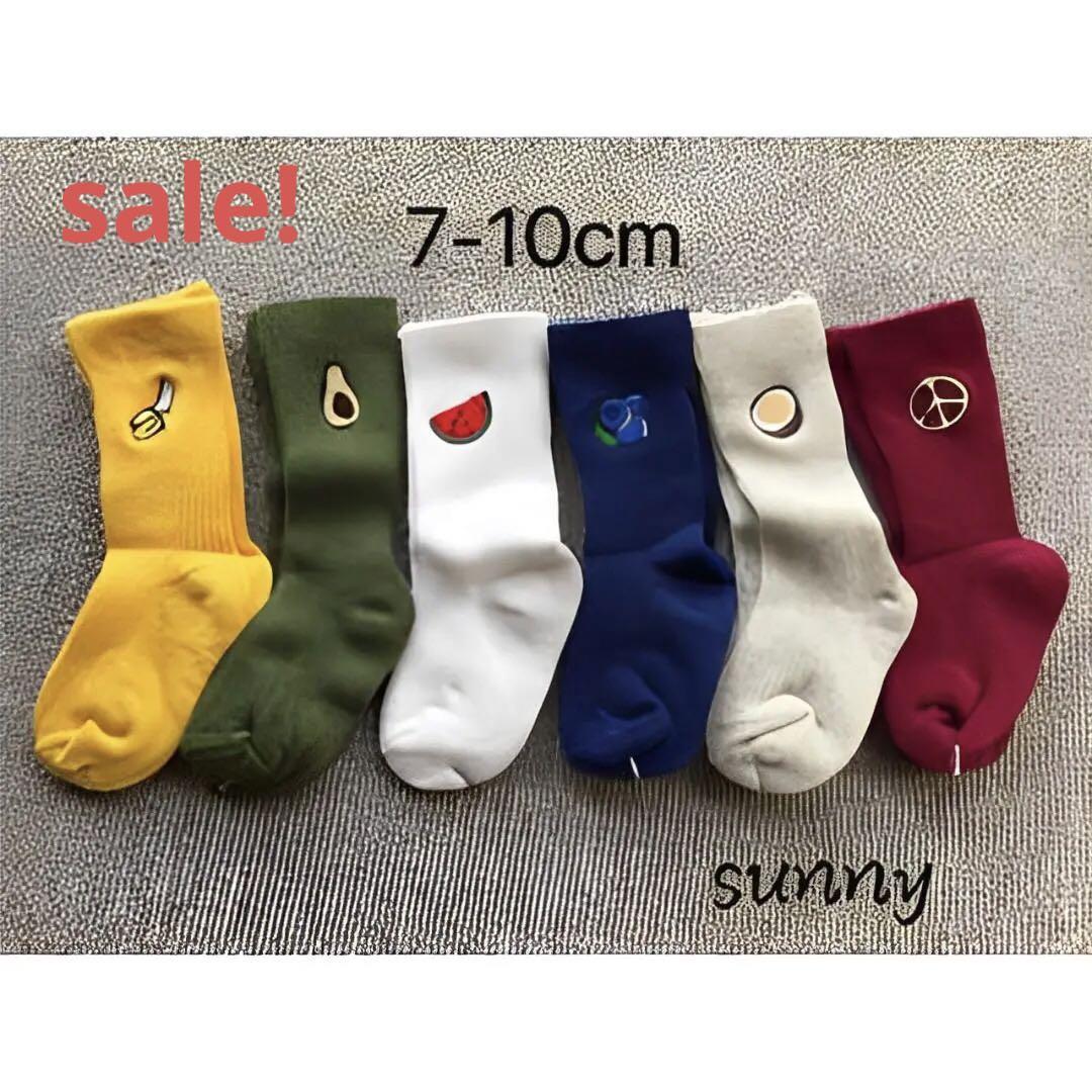 80061S 靴下キッズ 子供靴下 果物刺繍 6足セット7-10cm拍卖