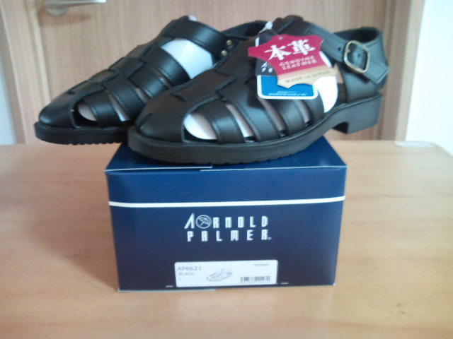 メンズサンダル牛革・日本製・黒アーノルド・パーマー新品Sサイズ拍卖