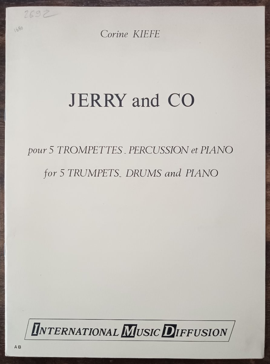 送料無料 トランペット5重奏楽譜 コリン・キーファー:ジェリー・アンド・コー 5Trp/Perc/Piano アンサンブル拍卖