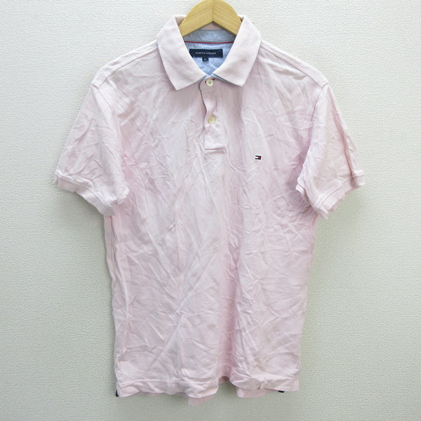z■トミーヒルフィガー/TOMMYHILFIGER 半袖ポロシャツ 鹿の子地【L】ピンク/men's/66【中古】■拍卖