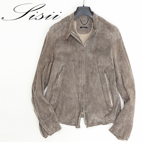 ◆Sisii シシ スエード レザー Wジップ シングル ライダース ジャケット グレージュ XS拍卖