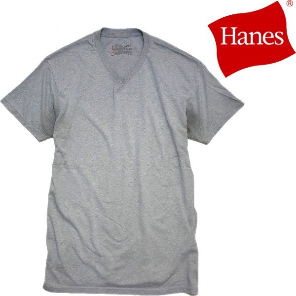 1点物◆アメリカ企画へインズHanesグレー無地VネックTシャツ古着メンズMLレディースOKアメカジブランド90sストリートスポーツ/レトロ558876拍卖