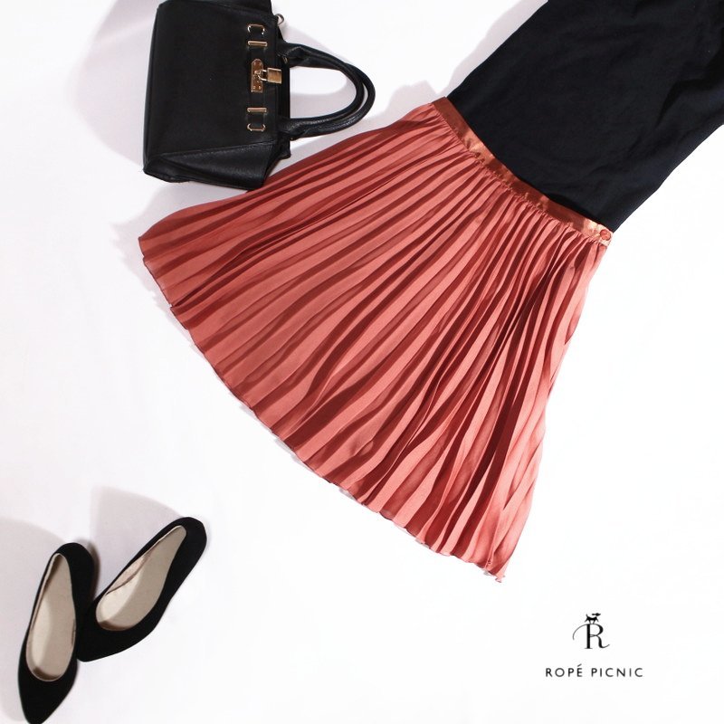 美品 ロペ ピクニック ROPE' PICNIC 春 夏 艶 Aライン オーガンジー シフォン フレアスカート プリーツスカート 36 7号 オレンジ 膝下丈拍卖