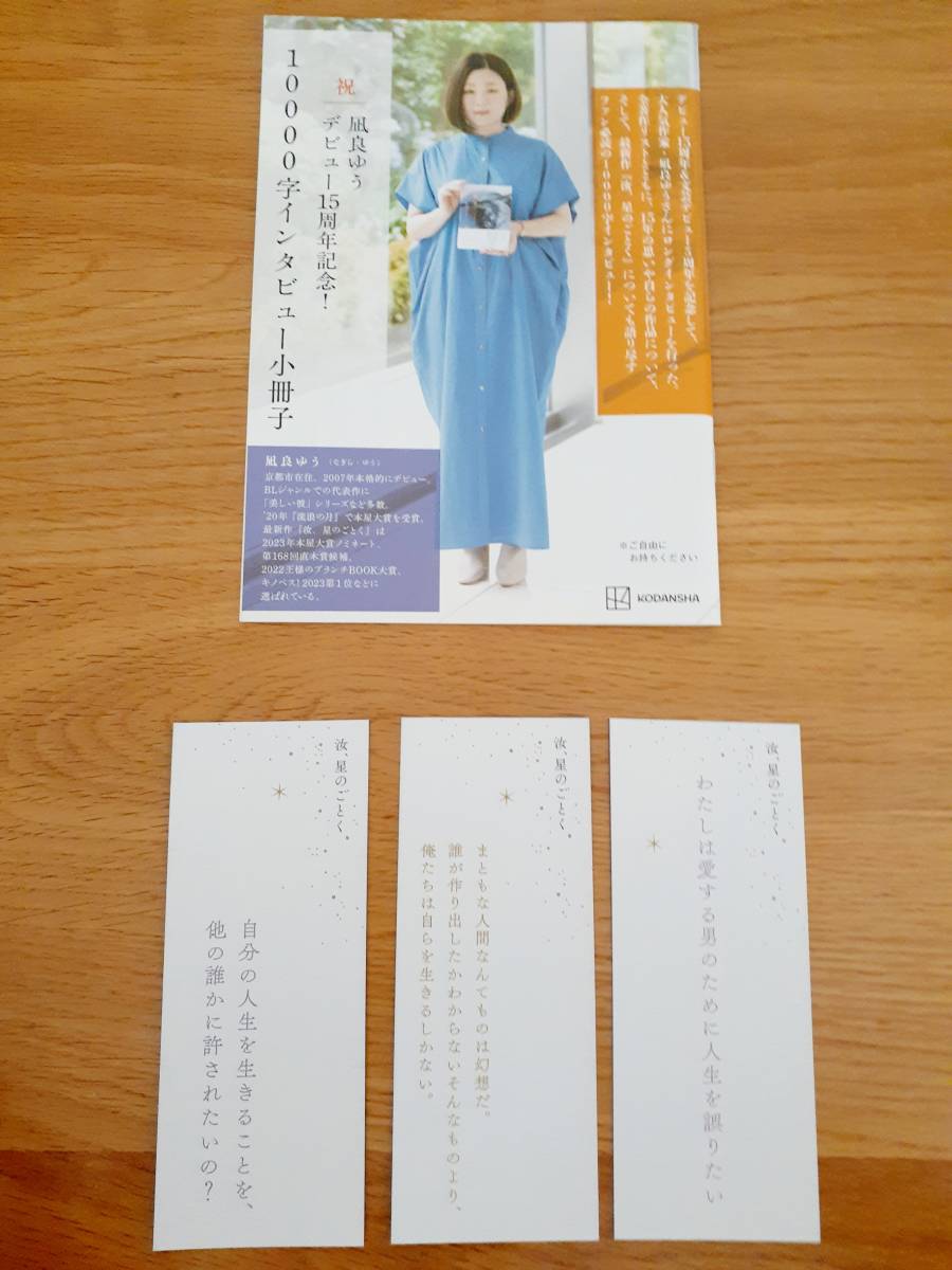 ④ 凪良ゆう デビュー15周年記念 10000字インタビュー 小冊子 美しい彼 汝、星のごとく ロングインタビュー 非売品 しおり 栞拍卖