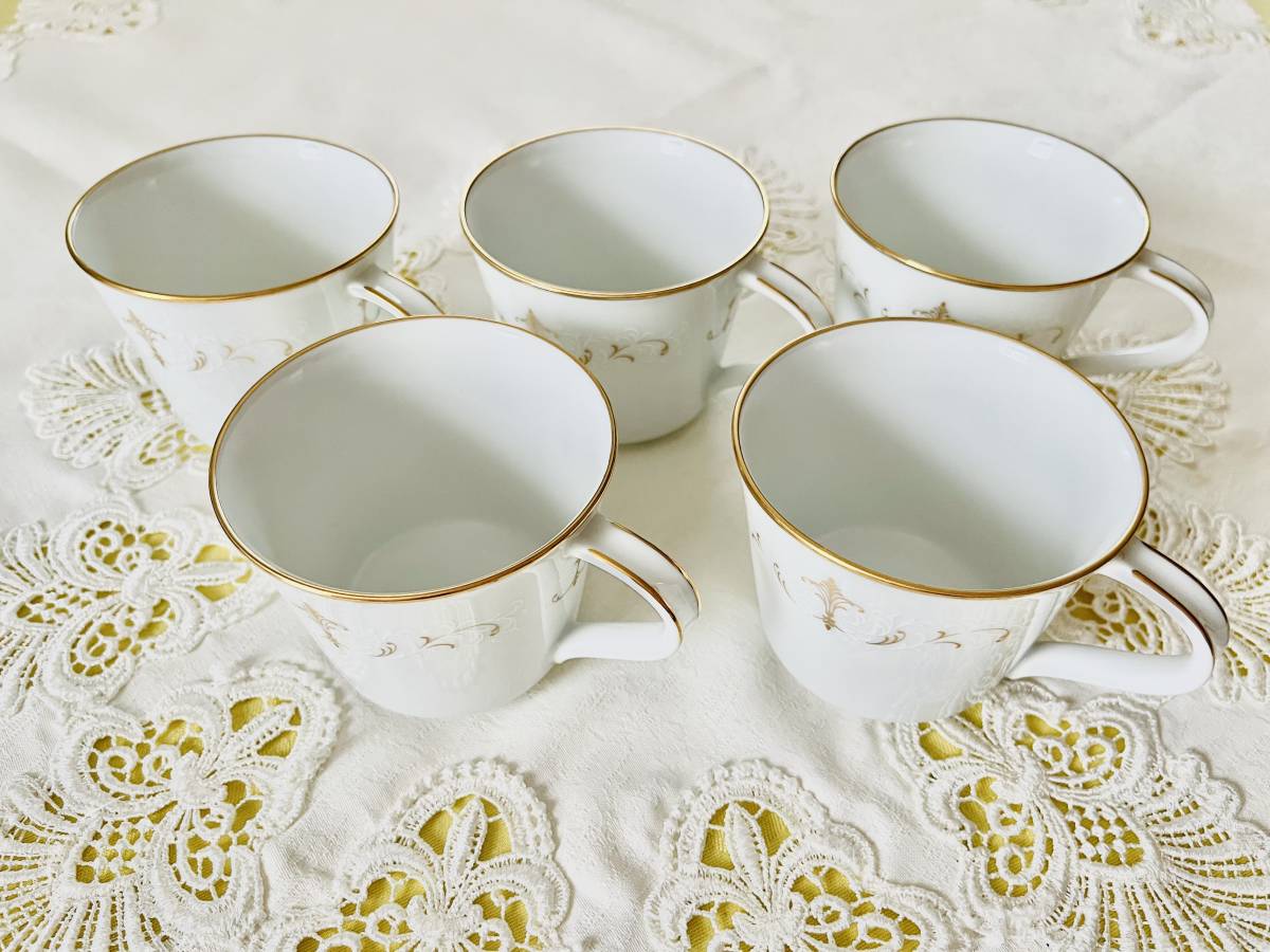 Noritake ノリタケCOURTNEY コートニー 金彩 コーヒーカップ 5客 US design 食器拍卖