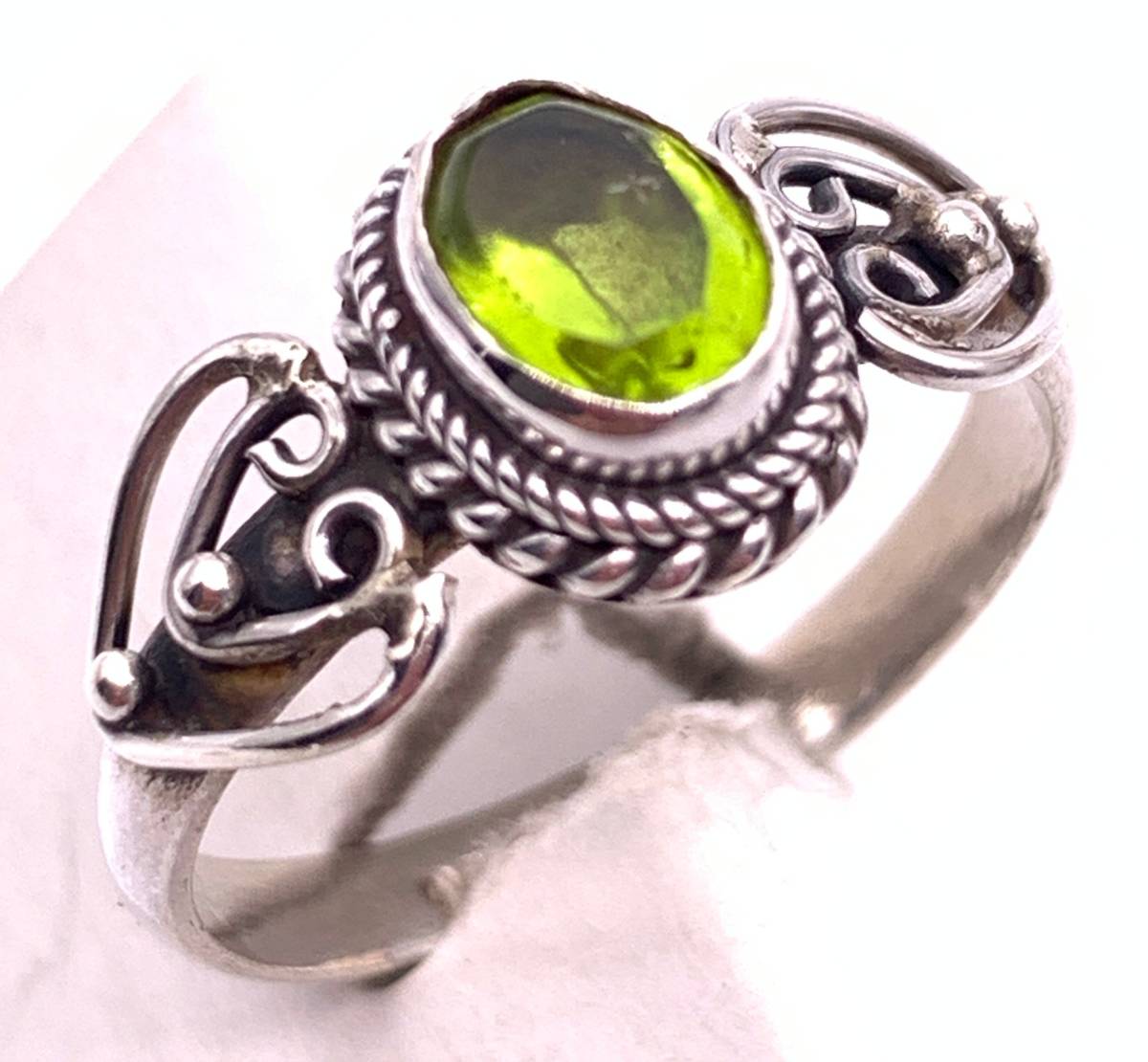 天然石ペリドット silver925リング☆15.5号拍卖