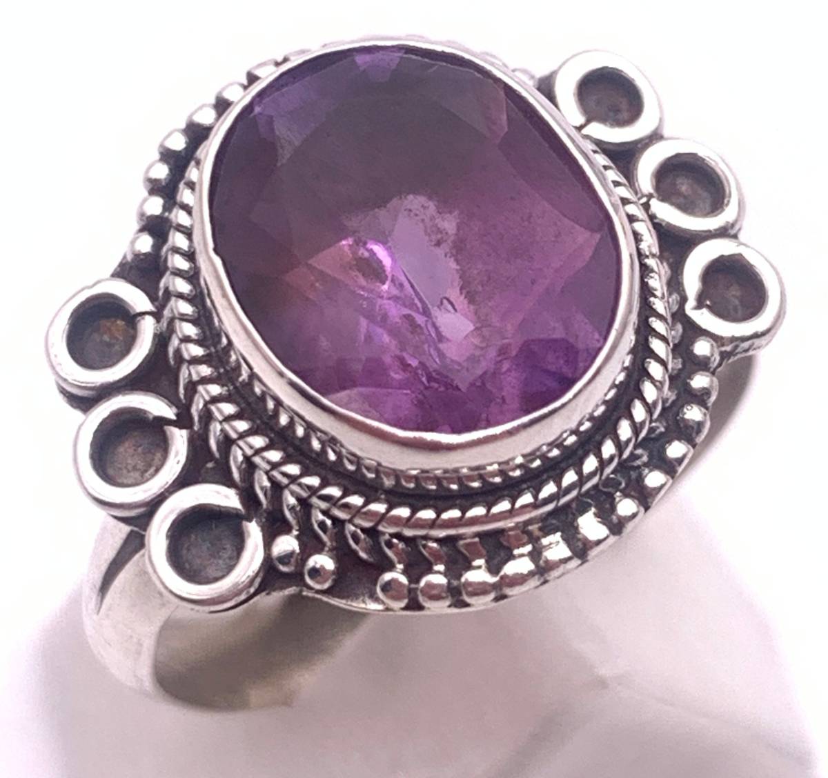 天然石アメジスト silver925リング☆19.5号拍卖