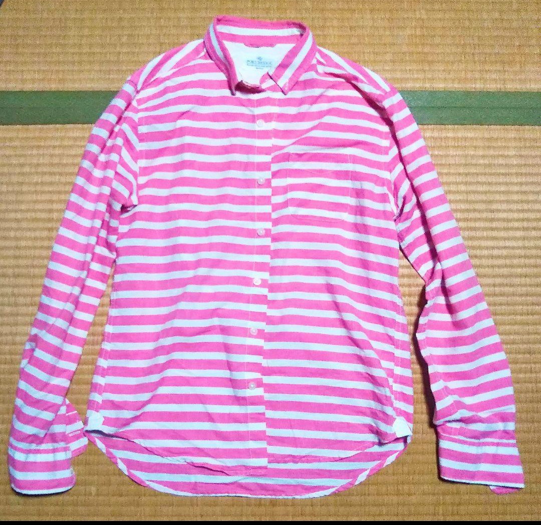 ポートブリッジ Port bridge シャツ ボーダー バイカラー ツートーン Mサイズ 長袖拍卖