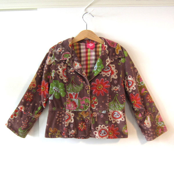 美品 子供服 オイリリー OILILY 総柄ベロアジャケット 116cm/5〜6才サイズ拍卖