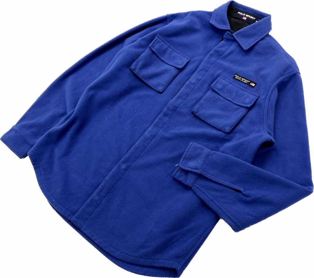 POLO SPORT ☆ RALPH LAUREN 珍しい仕様◎ フリース シャツ ジャケット ブルー M アメカジ ストリート ポロスポーツ ラルフローレン■BA225拍卖