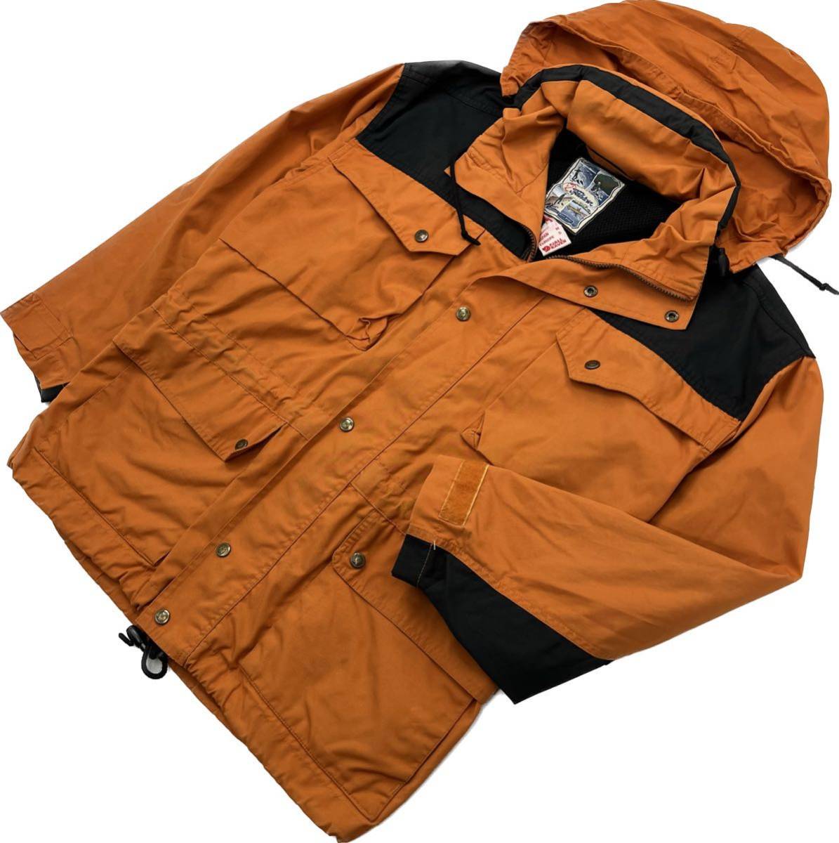 FJALL RAVEN ☆ 渋いこなれた一着◎ マウンテンパーカー ナイロンジャケット オレンジ ブラック M 登山 アウトドア ファールレーベン■BL68拍卖