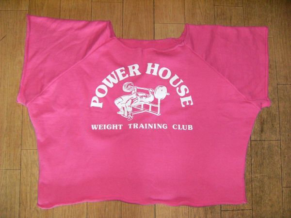 昭和レトロ★日本製★ボデイビル,格闘技,プロレス★ JAPAN POWER HOUSE CLUB★パワーハウス トレーニング ベンチプレス ラグトップ Tシャツ拍卖