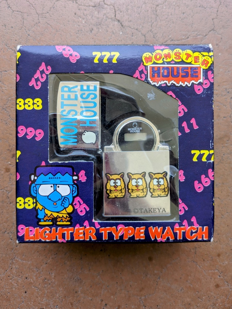 パチンコ パチスロ スロット 竹屋 CR MONSTER HOUSE モンスターハウス オイルライター型ウォッチ クロック 時計 未使用拍卖