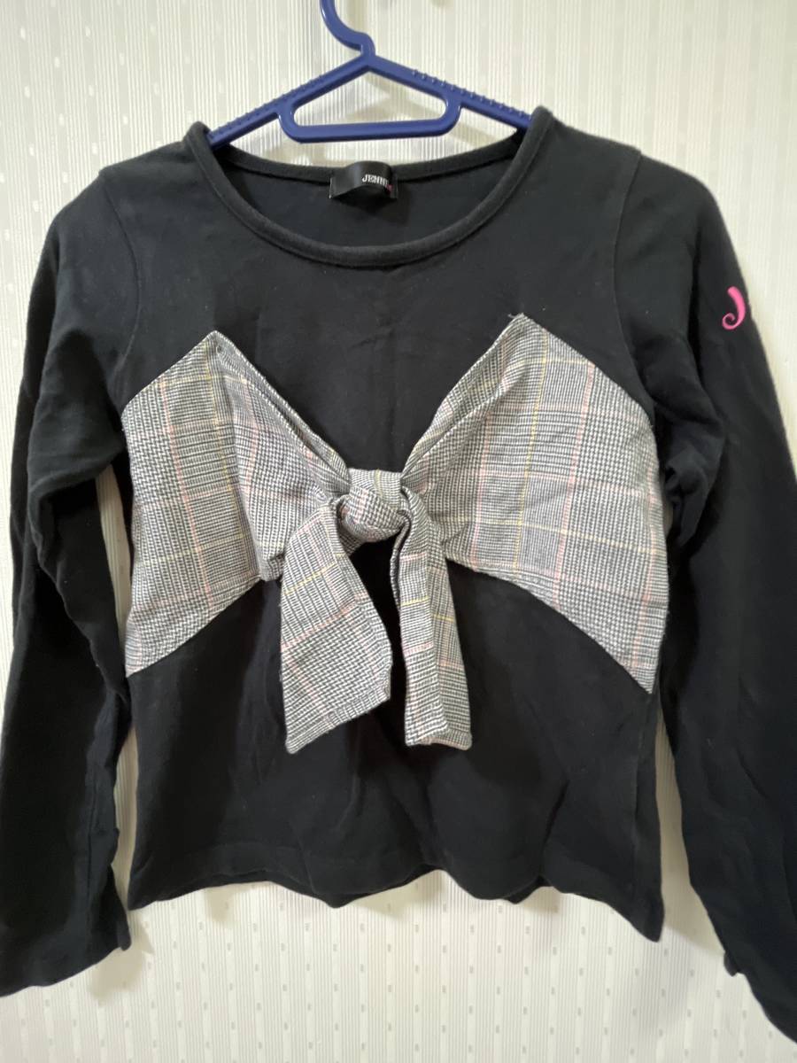 ★JENNI Love ロングTシャツ 140 リボン付 黒 かわいい 発表会 お出かけ 子供 女の子 即決時特定記録付き拍卖