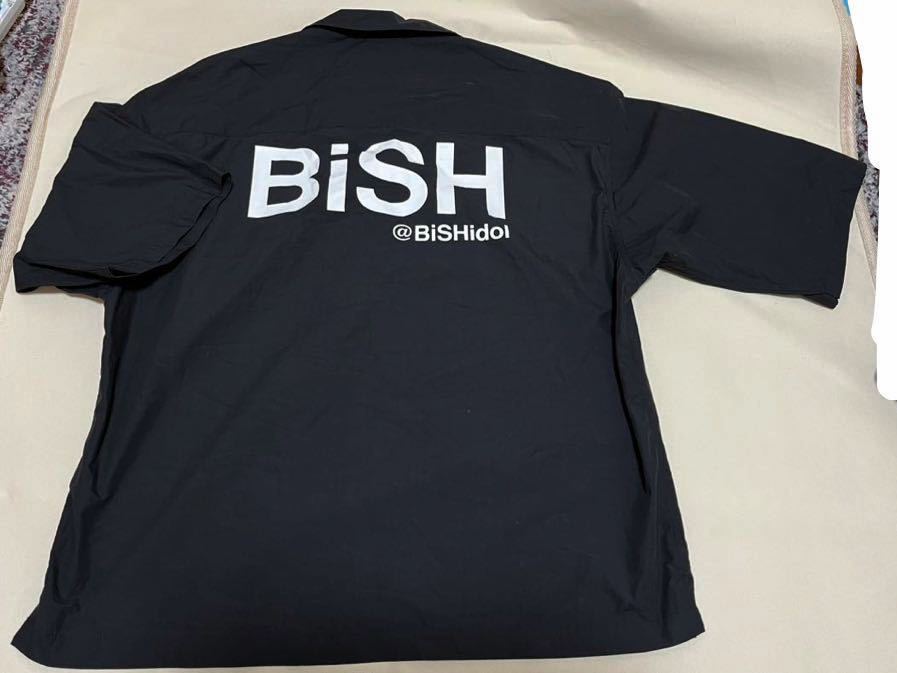 BISH×GU ビッシュ×ジーユー クリーニングスタッフ オープンカラーシャツ メンズS 黒 開襟シャツ ビッグシルエットシャツ拍卖