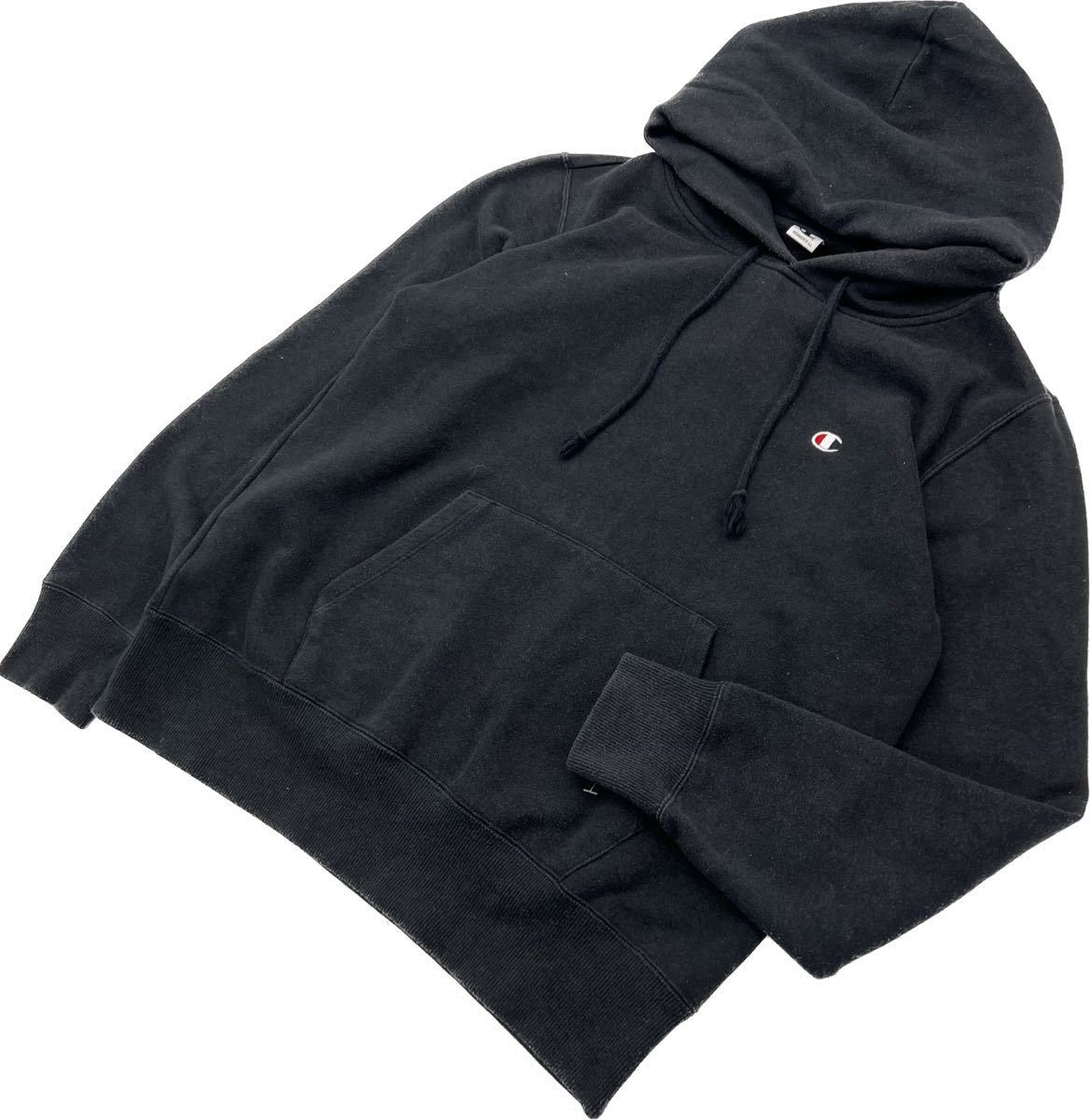 Champion ☆ スウェット プルオーバー パーカー フーディー ブラック レディース LL スポーツ ストリート アメカジ チャンピオン■CA203拍卖