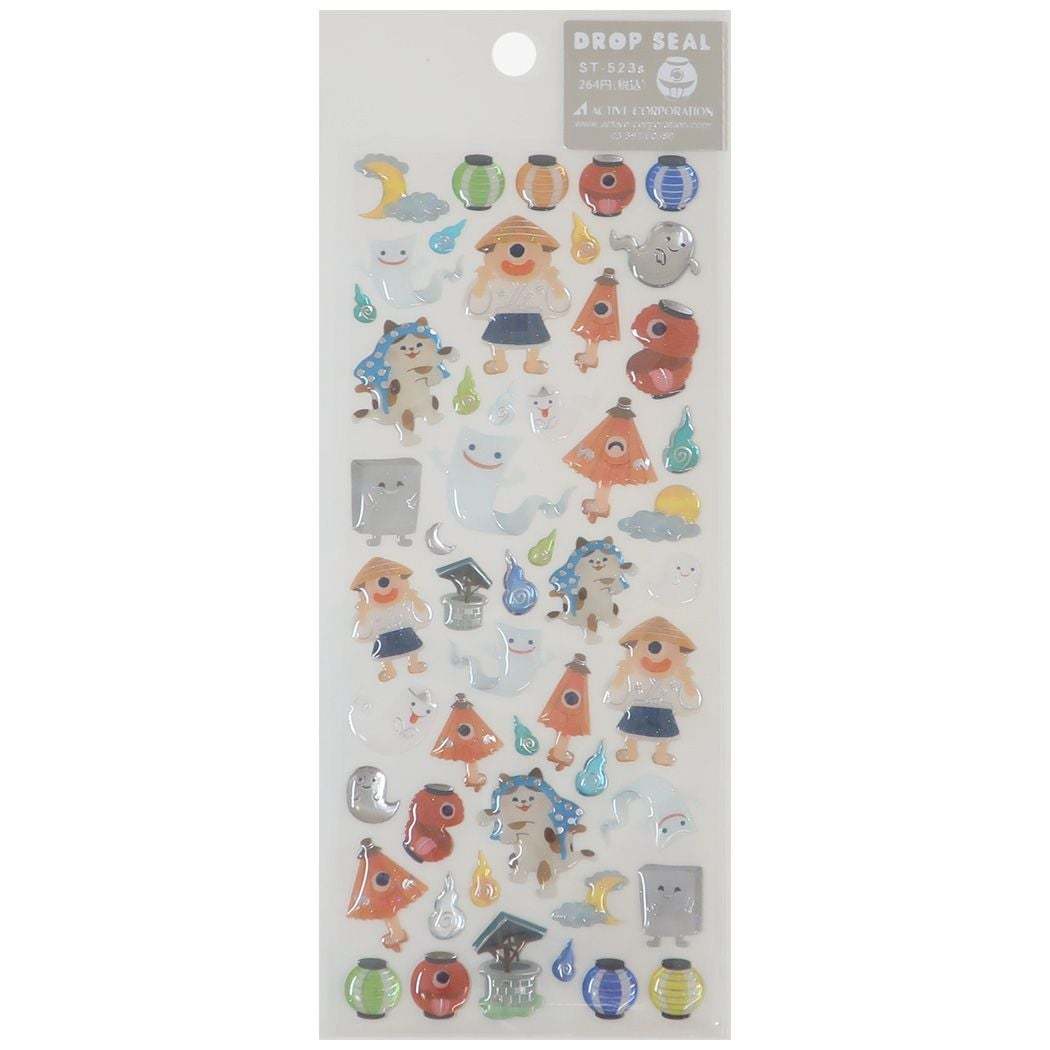 ◆新品 夏柄ドロップシール〈きもだめし〉シール・ステッカー 手帳・ノート・デコ・スケジュール管理に おばけ・怪談拍卖