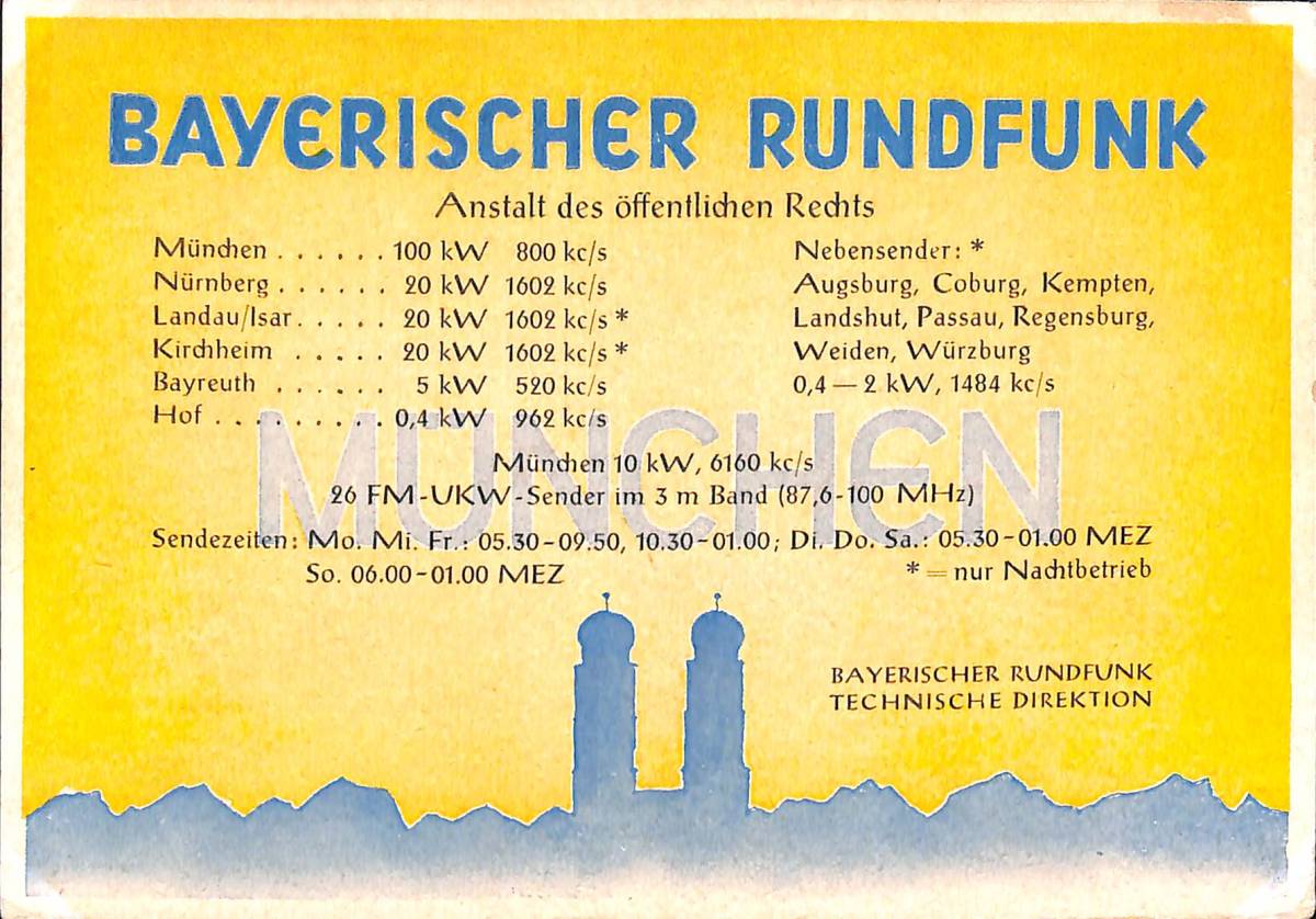 BCL★希少ベリカード★ドイツ・バイエルン放送+おまけ★SONY★ソニー★TR-4410カラーサービスガイド付拍卖