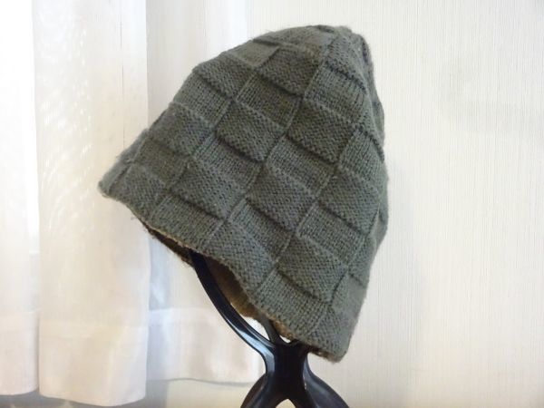 #リバーシブルキャップ#メンズ ベージュ&灰色 ニット帽 サイズ56cm〜59cm キャップ 帽子拍卖