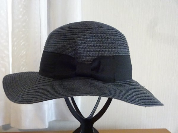 ⊆ 仲初 ⊆ レディース・メンズ 紺色 つば広ハット ペーパーハット サイズ57・5cm キャップ 帽子拍卖
