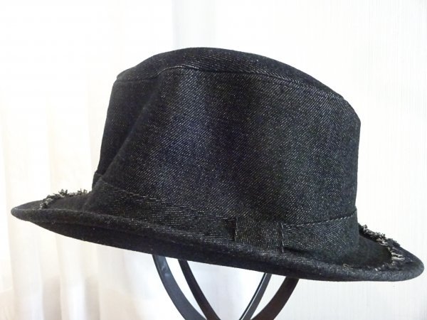 ∝ WITHCOLLECTION∝レディース・メンズ ジーンズ柄 中折れハット サイズ57cm〜59cm キャップ 帽子 コットン帽拍卖