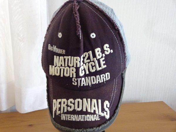 ∝ IKKO∝メンズ・レディース ダメージ加工 トラッカーキャップ サイズ56cm〜59cm キャップ 帽子 紫色拍卖