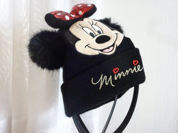 @ DISNEY @H&M キッズ帽子 女の子 黒色 ミニーマウス ニット帽 サイズ51cm〜53cm キャップ 帽子拍卖