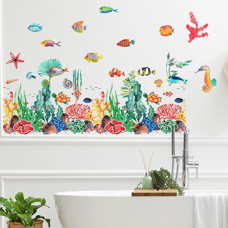 ウォールステッカー YDD036 珊瑚 魚 海 動物 癒す DIY 壁紙 インテリアシート 剥がせるシール 送料無料拍卖