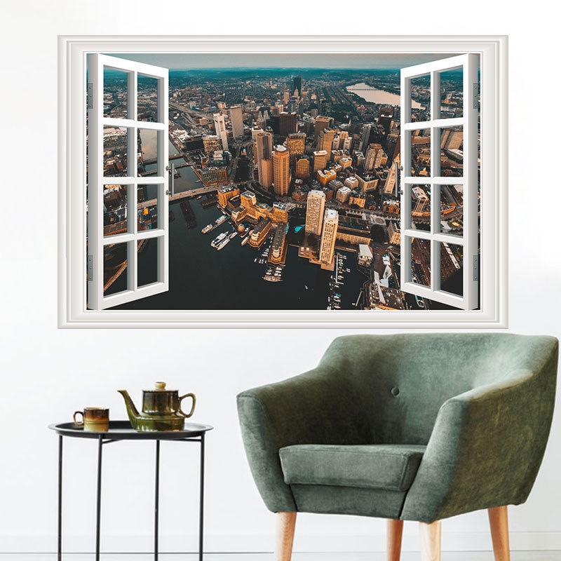 ウォールステッカー YDC009 3D窓 美しい都市 癒す DIY 壁紙 インテリアシート 剥がせるシール 送料無料拍卖