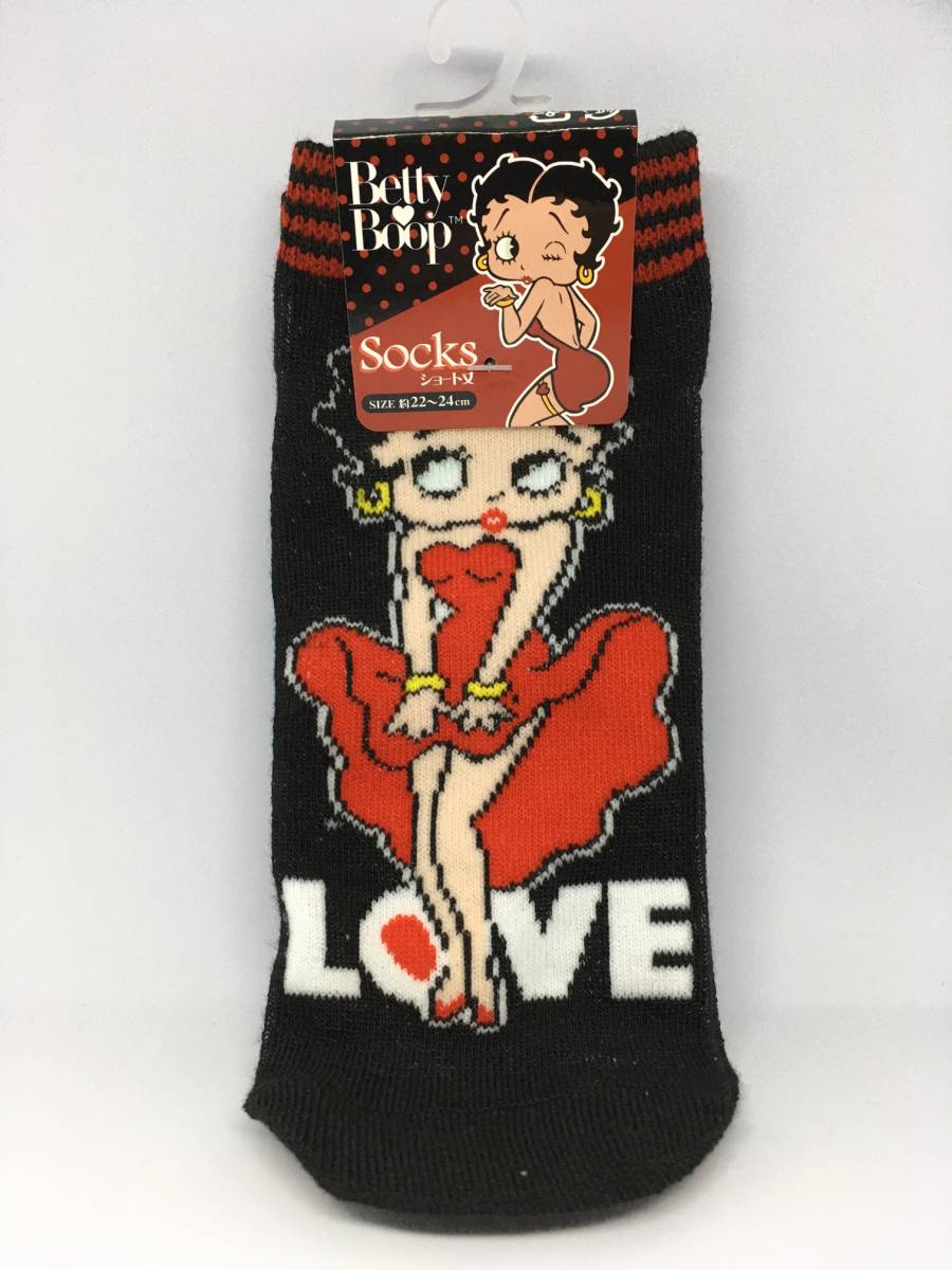 Betty Boop/ベティーブープ ショート丈ソックス☆彡 ブラック☆ ベティ 22cm~24cm 靴下 新品 BETTY拍卖