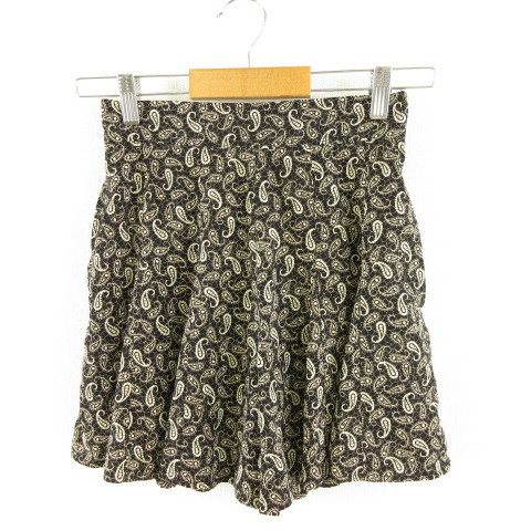 ケイビーエフ KBF アーバンリサーチ キュロット フレアショートパンツ ペイズリー 黒 ベージュ F *A577 レディース拍卖