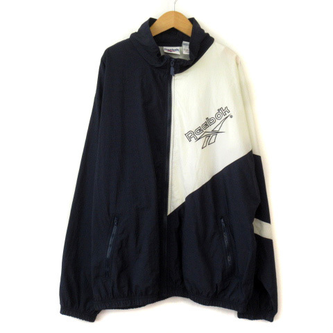 リーボック Reebok 90s ヴィンテージ MW111301 ジャケット ナイロン ロゴ L 紺 ネイビー メンズ拍卖