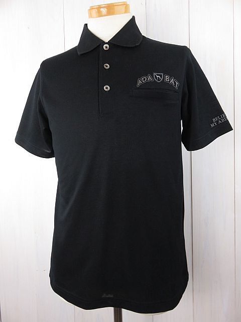 【送料無料】アダバット adabat 半袖ポロシャツ 刺繍入り 46 黒 S拍卖
