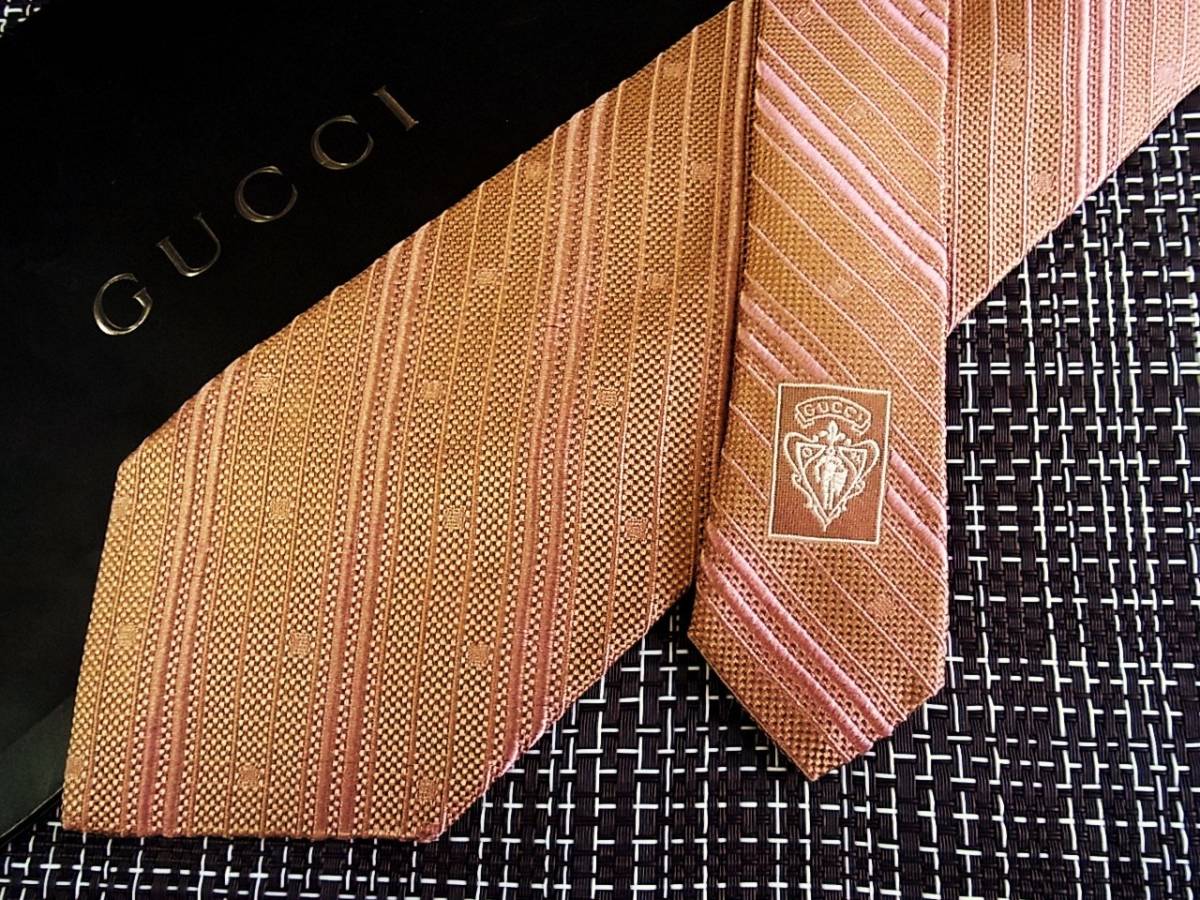 ☆状態並N☆6373■グッチ【GUCCI】【ロゴ入】ネクタイ拍卖