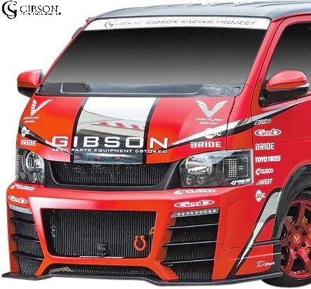【M’s】 200ハイエース 4型 5型 6型 7型 標準 (2013.11-) GIBSON GRAFAM フロントバンパースポイラー + GT アンダーリップ FRP+カーボン拍卖