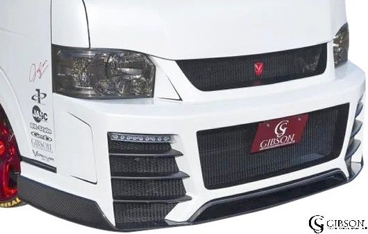 【M’s】 200系 ハイエース 4型 5型 6型 7型 (ワイド) GIBSON GRAFAM FRP フロントバンパースポイラー + カーボン ユーロアンダーリップ拍卖