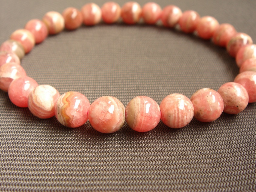 ★★風水開運,お守り,天然ロードクロサイト(インカローズ)ブレスレット7mm☆M2拍卖